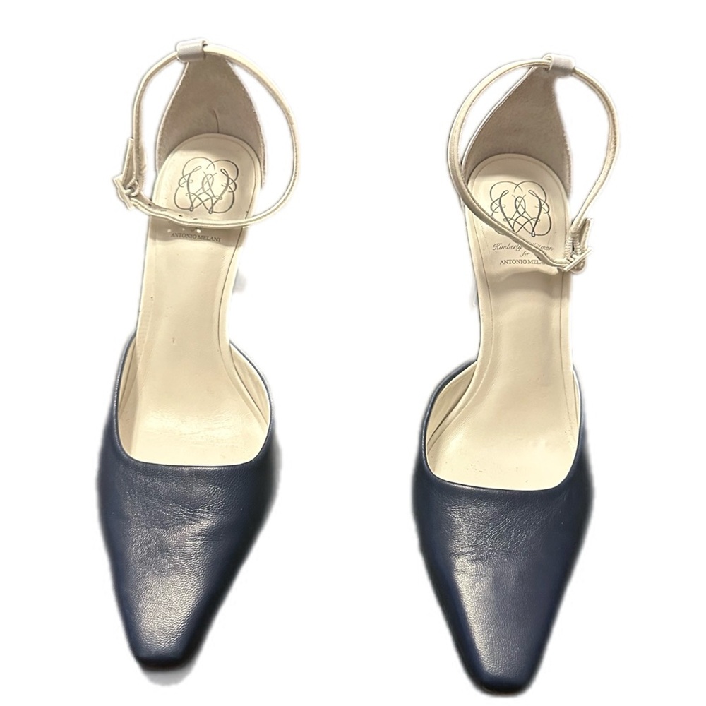 kimberly Whitman For Antonio Melani Leather Pumps Black White‎ Size 6.5 - Picture 5 of 12